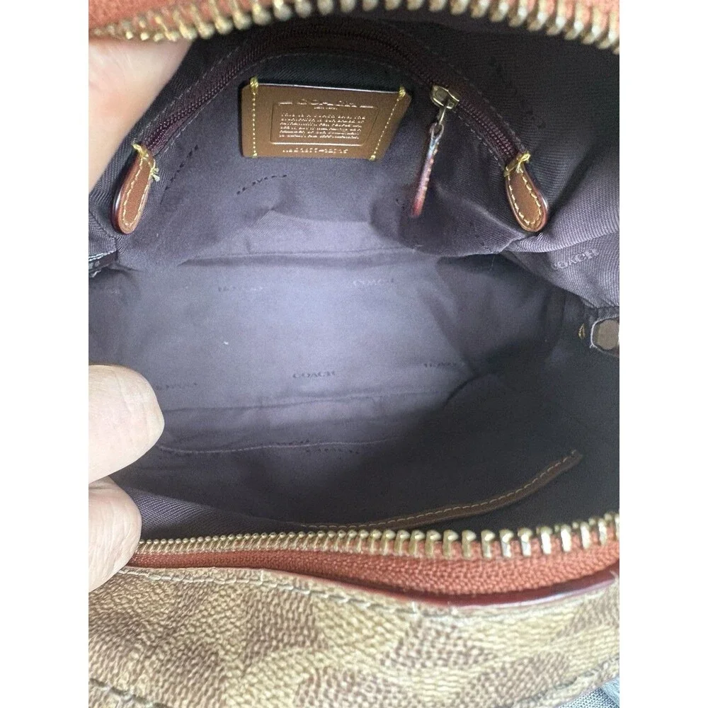 Coach Campus Backpack 23 In Signature Coated Canvas Brown Leather Purse 32715 - Picture 6 of 8